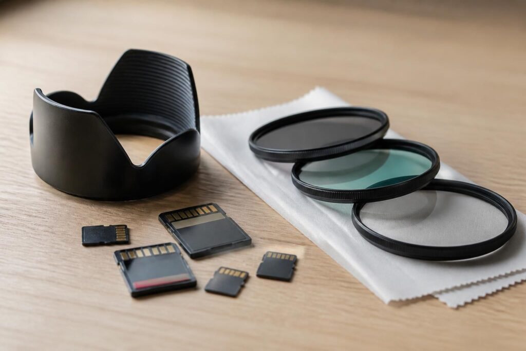 Pare-soleil, filtres, cartes mémoire : les accessoires utiles