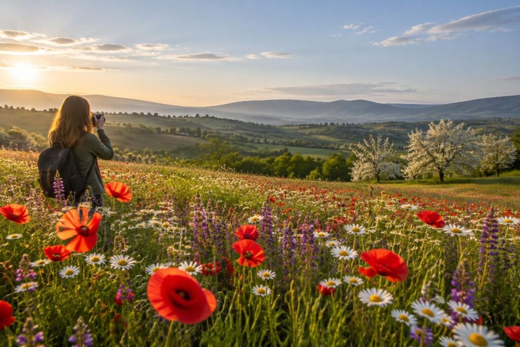 découvrez comment photographier un champ de fleurs au printemps et capturer ses couleurs éclatantes, la lumière douce et toute la beauté de la saison.